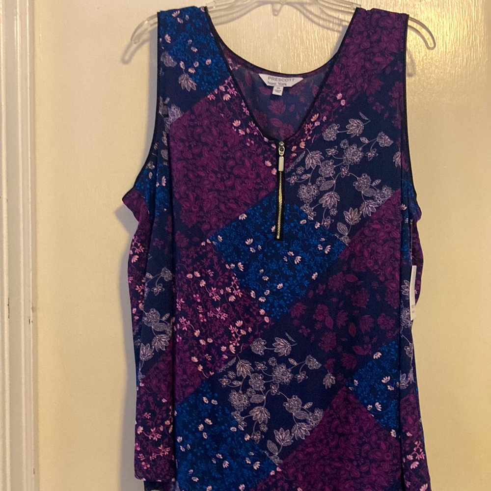 Sleeveless blue/purple blouse